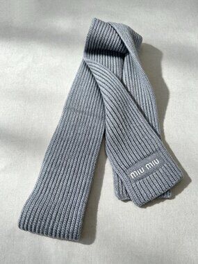 Miu Miu Grey Logo Scarf Luxury Designer Winter Accessory